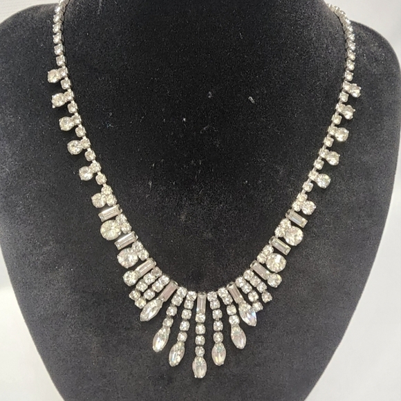 Vintage KRAMER Statement Crystal Rhinestone Necklace Chocker Wedding - Picture 1 of 15